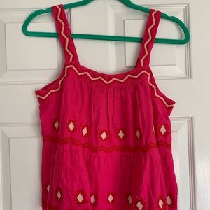 Loft Hot Pink Patterned Flowy Tank Top, size small, NWT, never worn